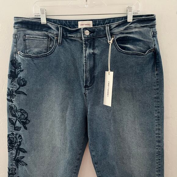 Free People x Driftwood Floral Embroidered Royce Jeans Relaxed Size 34x27 NWT - Picture 3 of 13